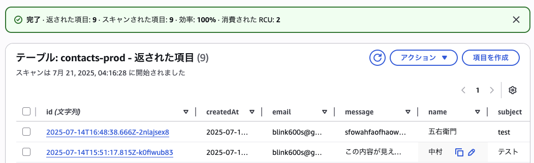 DynamoDBでのデータ保存処理